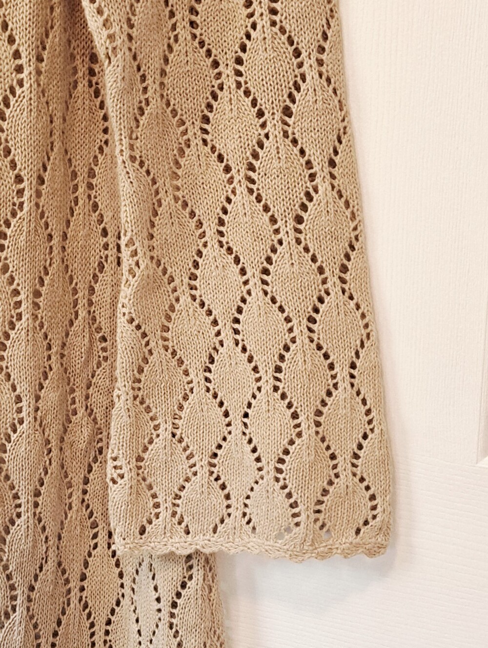 Beige Boho Crochet Bell Sleeve Long Cardigan - Picture 6 of 9